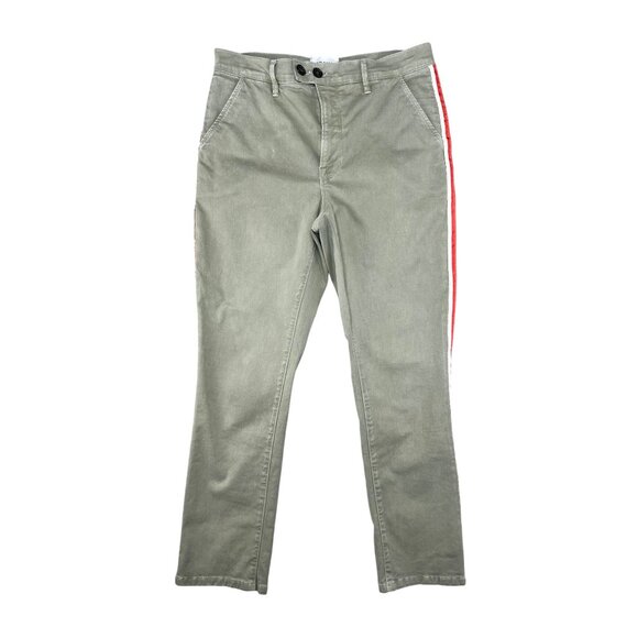 Frame Womens Olive Green Pants With Red & White Side Stripe Size 27 - Picture 2 of 15